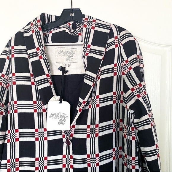 Ace & Jig Coat Storm Overcoat Quilted Single-Breasted Black Geo S NWT - Picture 7 of 13